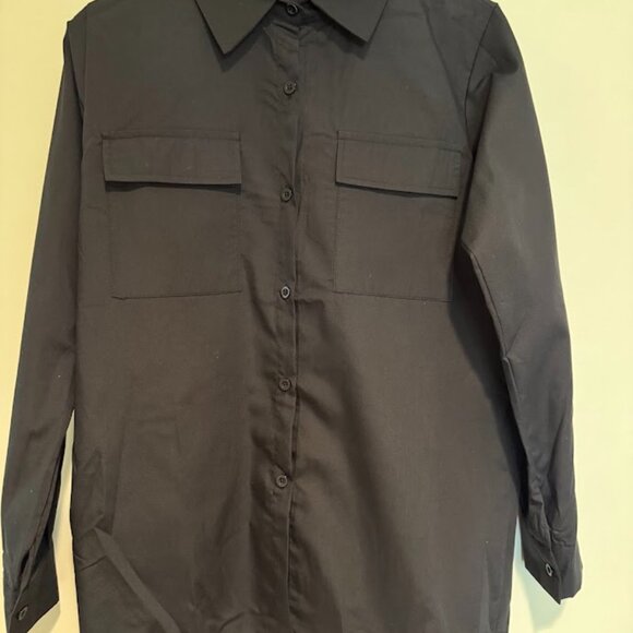 Hidden Black Button-up Long Sleeve Shirt with Breast Pockets, Size S NWT - Picture 4 of 7